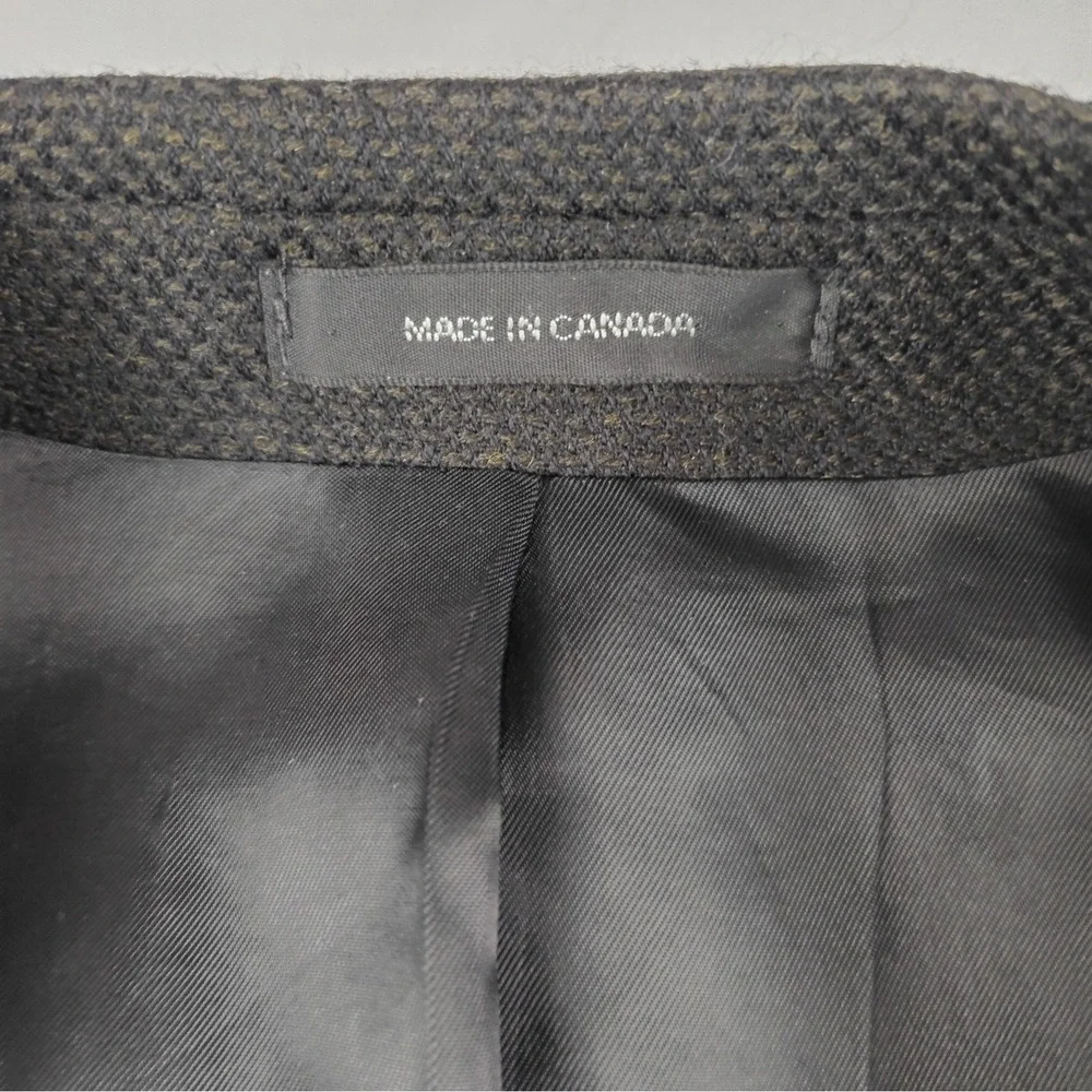 DKNY Mens 46R Sport Coat Blazer Brown Black Birdseye Pure New Wool Textured